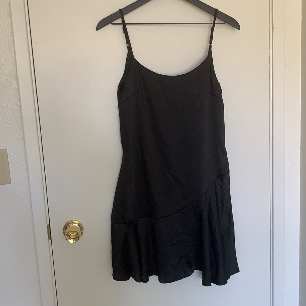 Asymmetrical black silk dress
